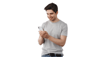 man using mobile phone contact us
