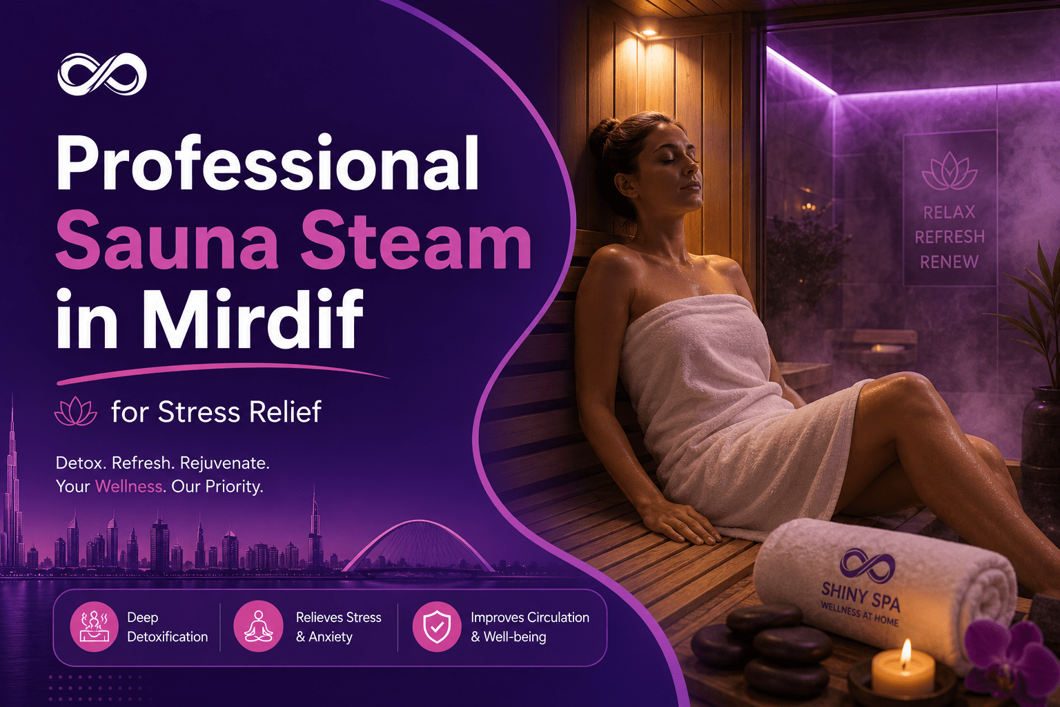 Professional sauna steam in Mirdif for stress relief and relaxation